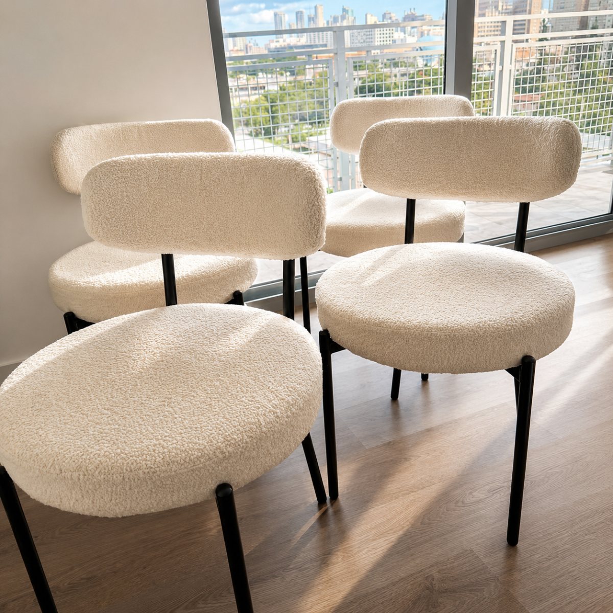 Cove Round black metal frame dining chairs, set of 4