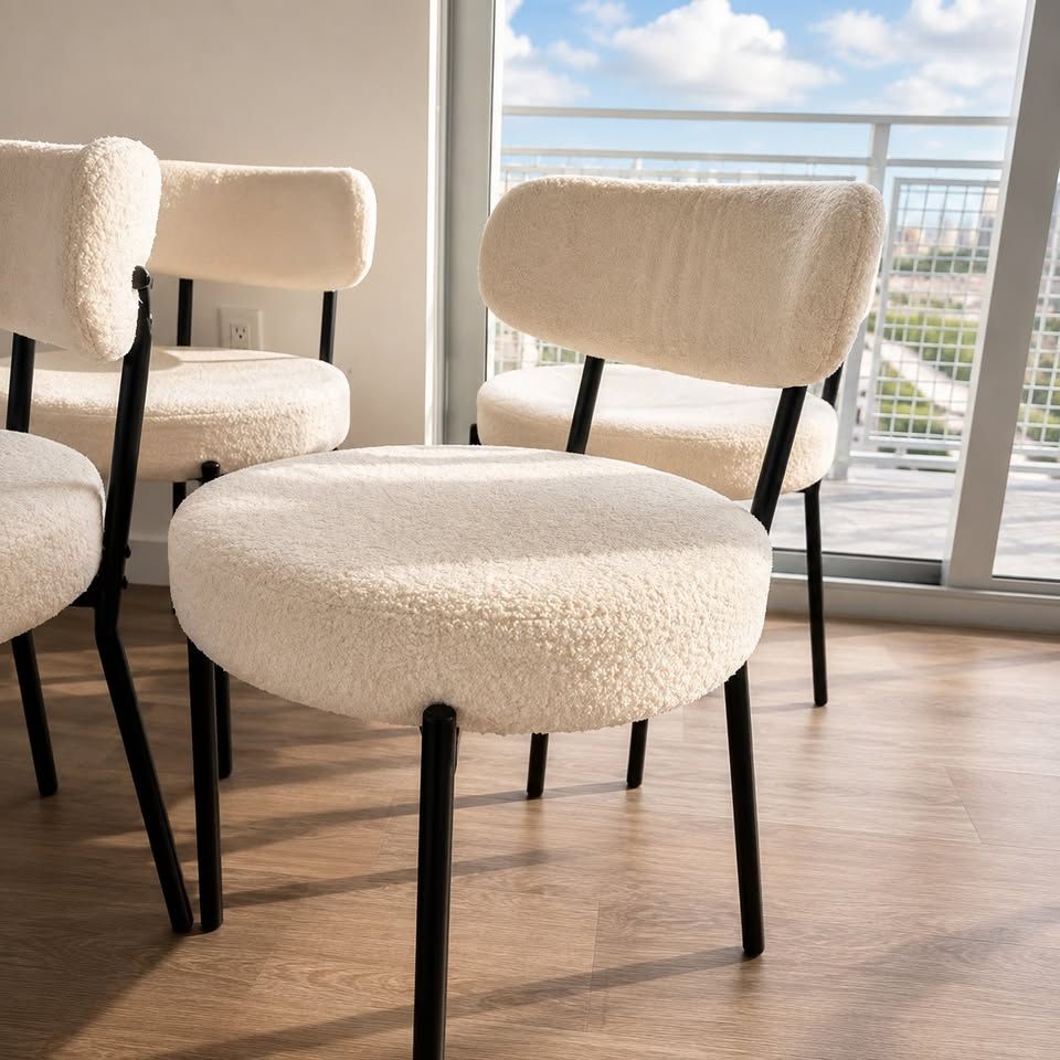 Mila Bouclé Chair mid-century dining chairs, set of 4