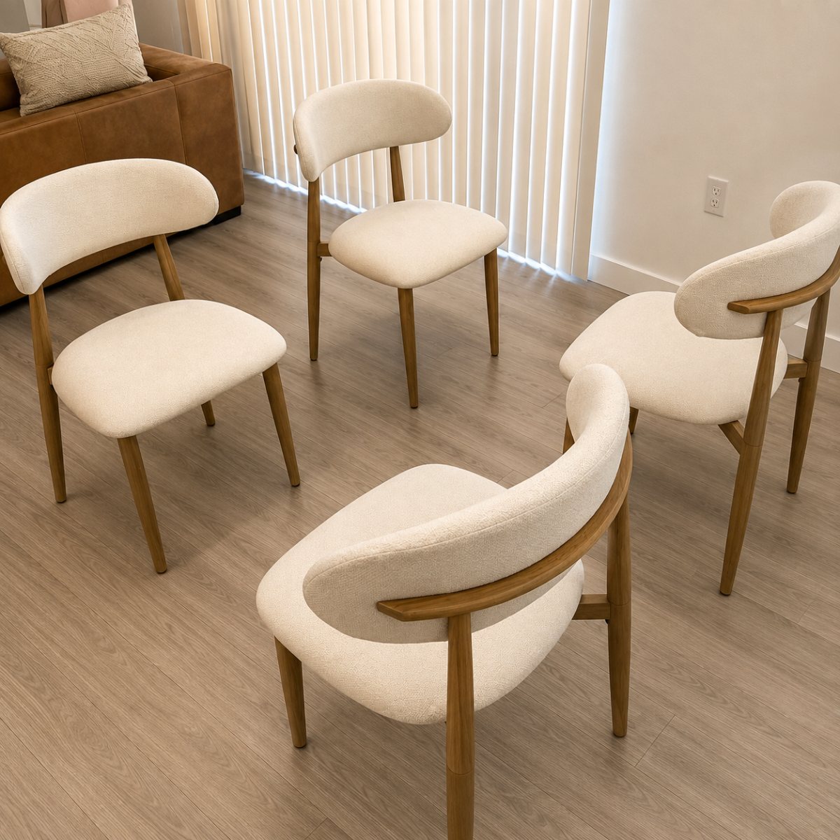 Linnea Set — the four Sienna chairs, three-quarter view